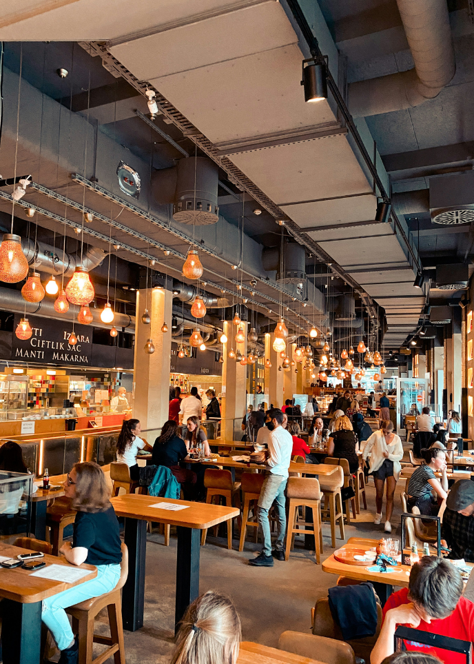 Happy customers dining